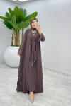 Kahve Premium Sofia Abaya Takım Tesettür Giyim