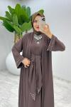 Kahve Premium Sofia Abaya Takım Tesettür Giyim